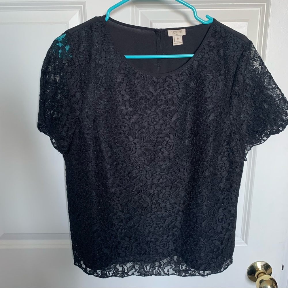 J Crew Black Lace Blouse
